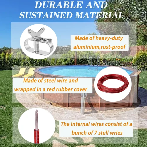 Miniatura 2 de Cable y cabrestante para cubierta de piscina, cable de cubierta de piscina resistente de 100 CW y trinquete para asegurar cubiertas de piscina sobre
