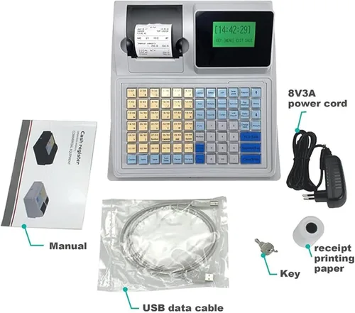 Miniatura 6 de Caja registradora Sistema electrónico Pos Caja registradora Teclado plano e impresora térmica Digital LED Caja registradora para supermercado