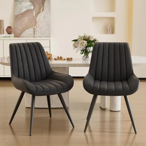 Miniatura 19 de Juego de 4 sillas de comedor modernas de mediados de siglo, tela tapizada con cojín suave, color gris claro Gris claro (tela)