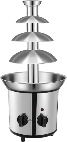 Máquina de fuente de chocolate - Fuente eléctrica de fondue de acero inoxidable, 4 niveles, capacidad de 4 libras para chocolate, dulces,