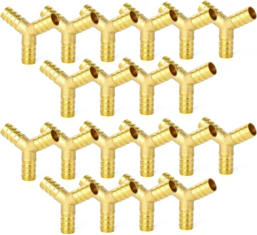 Miniatura 19 de GASHER 20 Piezas Reductor de Púas de Manguera de Latón, 1/2 Pulgada a 1/2 Pulgada (12.7mm) ID de Manguera con 40 Abrazaderas de Manguera, Reductor