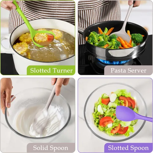 Miniatura 6 de LIANYU Juego de 8 utensilios de cocina, juego de espátulas de utensilios de silicona, gadgets de cocina resistentes al calor para utensilios