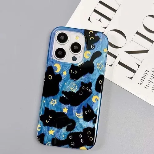 Miniatura 4 de Funda de teléfono para iPhone 11 con patrón de gato lindo, estética, genial y femenina con correa de encantos de teléfono y cadena, funda protectora