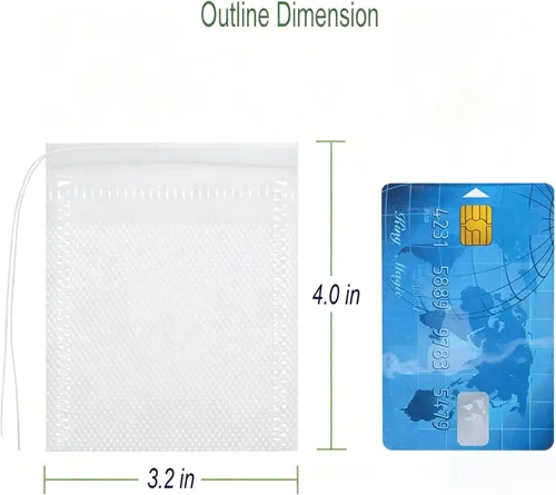 Paquete de 100 bolsas de té desechables con cordón, bolsas de filtro de té vacías no tejidas de 3.2 x 4.0 pulgadas para té suelto, café, hierbas y