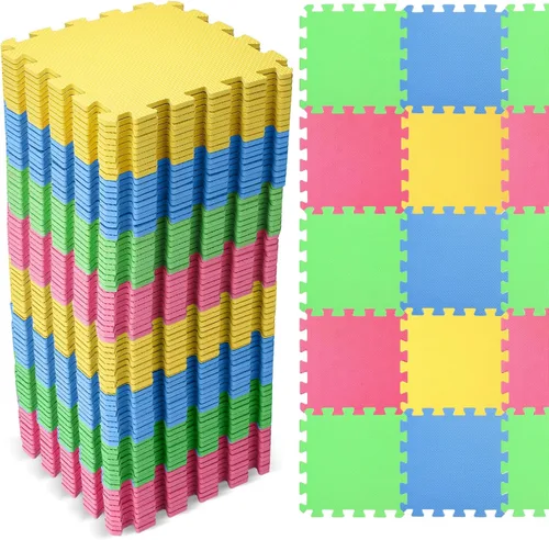 Miniatura 8 de Nuanchu 60 PCS Tapete de Rompecabezas de Espuma para Niños a Granel - Tapete de Juego de Espuma de Color Sólido con Bordes Entrelazados Alfombra