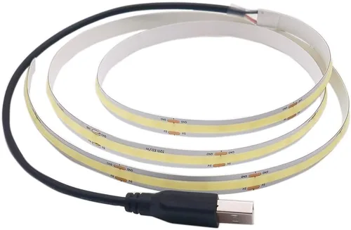 Miniatura 5 de Tira de luces LED COB de 3.28 pies, 3.3 ft, 320 LED, alimentada por USB, tira de luz de alta densidad de alta densidad, cinta autoadhesiva para Azul