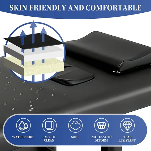 Miniatura 4 de Mesa de terapia física estacionaria plegable, cama de masaje con pecho abierto, cama de masaje ajustable en altura con respaldo, mesa de terapia