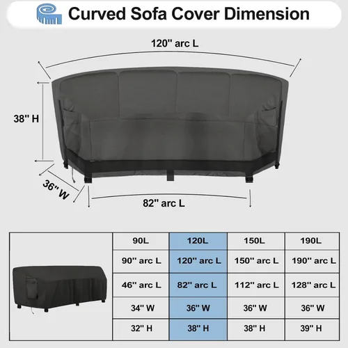 Miniatura 2 de OutdoorLines Funda seccional curvada impermeable para exteriores, resistente a los rayos UV, resistente al viento, para terraza, césped y patio