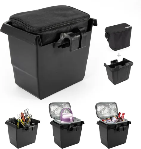 PSLER Defender Center - Contenedor de almacenamiento para debajo del asiento + bolsa de hielo, caja de almacenamiento extraíble debajo del asiento,