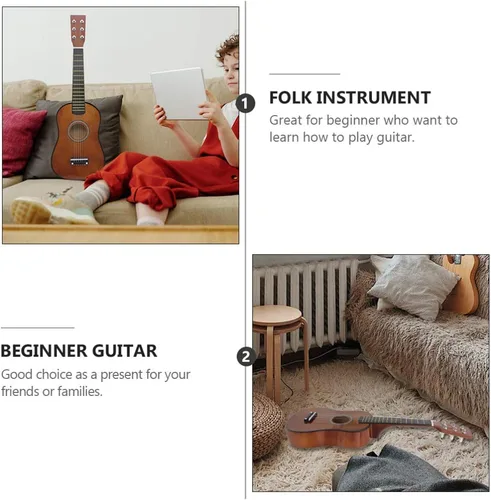 Miniatura 4 de Guitarra acústica de 23 pulgadas para niños, pequeño instrumento popular para principiantes, niños y niñas, cómoda y ligera guitarra de práctica