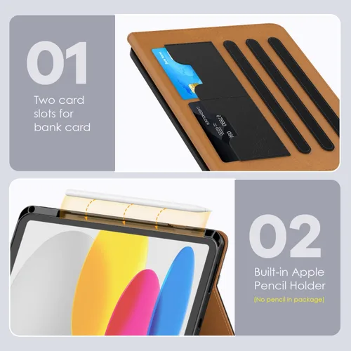 Miniatura 6 de Funda OKP para iPad de 11 pulgadas (A16) 2025 / 10ª Generación 2022, para iPad 11ª / 10ª de 10.9 pulgadas con funda de cuero PU de visualización
