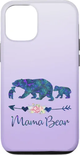 Miniatura 28 de Teal Blue Purple Floral Mama Bear and Two Cubs Silver Purple Case for iPhone 17