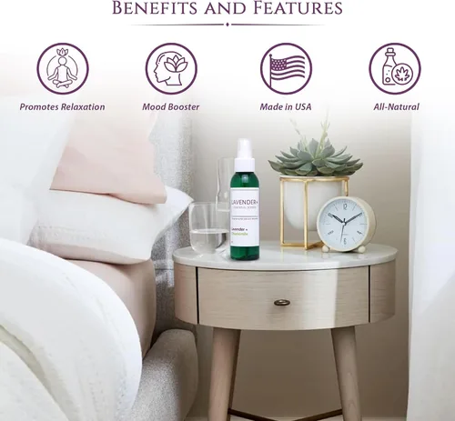Miniatura 4 de Spray de lavanda para dormir, almohadas, ropa de cama y pijamas, aroma natural calmante de lavanda y manzanilla con energía de amatista y reiki.