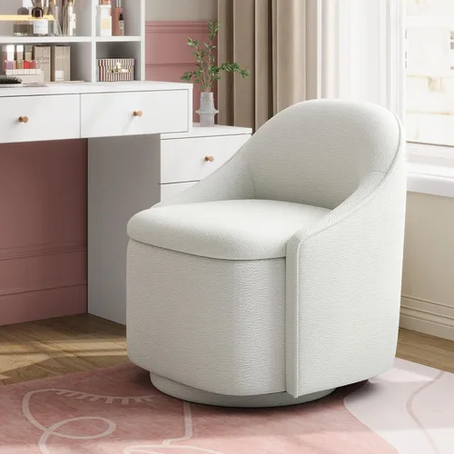 Miniatura 9 de LINSY Silla Giratoria de Acento con Almacenamiento, Cómodas Sillas de Barril de Chenilla, Pequeño Sillón Moderno Giratorio de 360 Grados para Sala