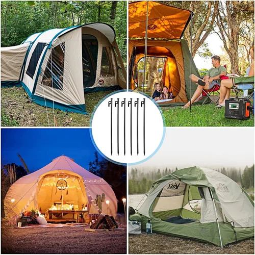 Miniatura 5 de 12 estacas de tienda de campaña resistentes, estacas de metal de 16 pulgadas para exteriores, escalada de montaña, camping, senderismo
