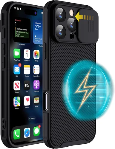 Miniatura 11 de Funda magnética para iPhone 16 Pro Max, funda protectora de cámara para iPhone 16 Pro Max [compatible con carga MagSafe] con cubierta deslizante