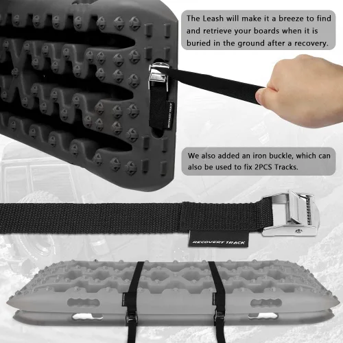 Miniatura 2 de XPV AUTO Tablas de tracción para pistas de recuperación, escalera de neumáticos, alfombrilla 4WD para arena y lodo de nieve todoterreno 4X4 (negro)