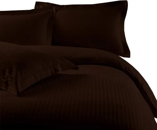 Miniatura 11 de sheetsnthings Juego de ropa de cama a rayas de 300 hilos, 100% algodón, 5 piezas, tamaño individual, extra largo, XL, color negro, 3 piezas y 2