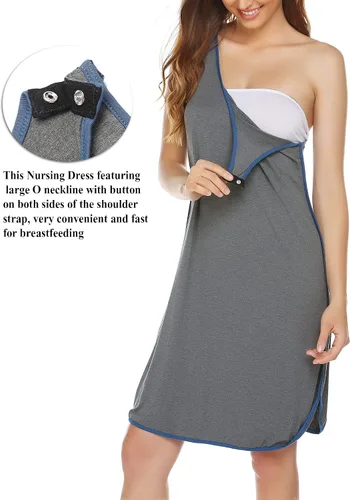 Miniatura 2 de Ekouaer - Vestido sin mangas para mujer, a rayas, de pijama, para embarazada, para amamantar