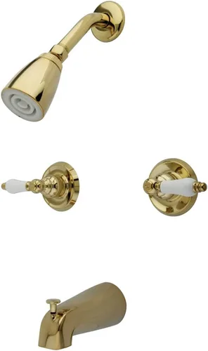 Miniatura 5 de Kingston Brass KB248PL Grifo de bañera y ducha con manija decorativa, níquel cepillado