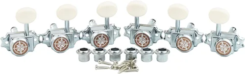 Miniatura 3 de Guyker Afinadores de bloqueo para guitarra (3L + 3R diestros) – Clavijas de afinación de repuesto con llave de cuerda estilo vintage deluxe – crema