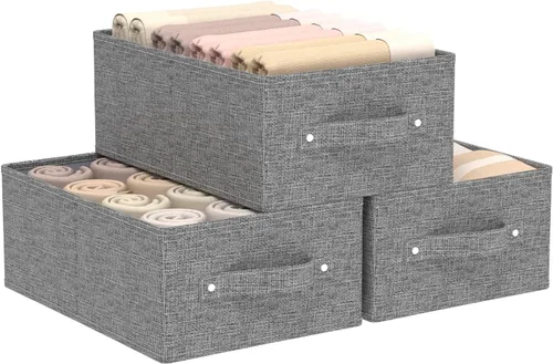 Miniatura 11 de Organizador plegable para guardar ropa, cajas de almacenamiento para organizar el hogar, cestas cúbicas de tela, para oficina y armario, gris