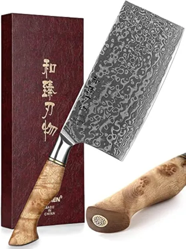 Miniatura 11 de HEZHEN Cuchillo utilitario de 5 pulgadas con filo de navaja - Acero de Damasco con patrón de rosa multifuncional VG10 cuchillo profesional