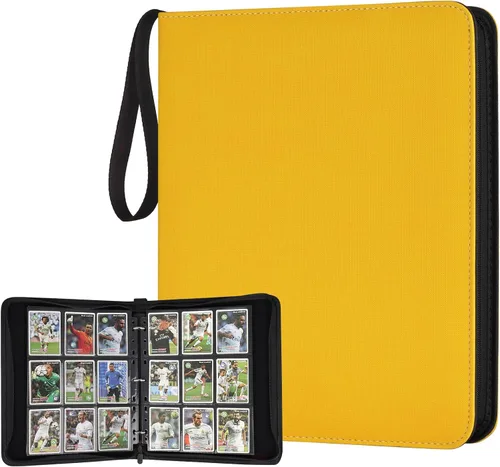 Miniatura 19 de GERMUN Carpeta de tarjetas de poliuretano, 16 bolsillos, carpetas de soporte premium para más de 1000 tarjetas, álbum de bolsillo de doble cara