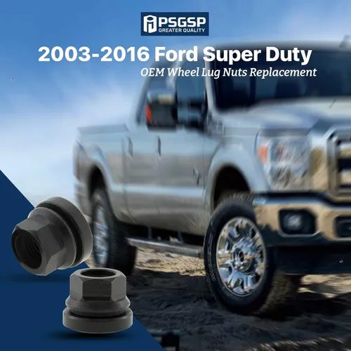 Miniatura 2 de Tuercas de rueda negras M14x1.5 16 piezas para Ford F250 F350 F450 F550 2003-2016, F53 2003-2019, estilo OEM de dos piezas con brida y cara plana