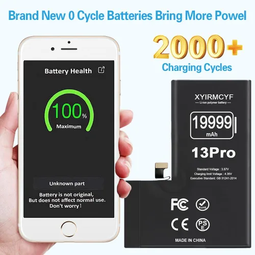Miniatura 4 de XYIRMCYF Batería de gran capacidad de 19999 mAh compatible con iPhone 13 Pro, batería de repuesto de polímero de litio de 0 ciclos para iPhone 13