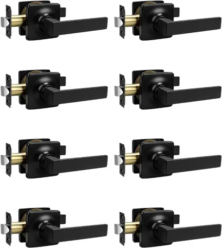 Miniatura 2 de Mengico Paquete de 1 manija de puerta de paso interior negro mate, mango resistente sin bloqueo para puertas de armario y pasillo, reversible
