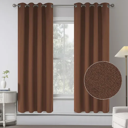 Miniatura 27 de KEQIAOSUOCAI Cortinas de lino 100% opacas de 100 pulgadas de largo, 2 paneles para dormitorio, estilo casa de campo moderna, completamente negro