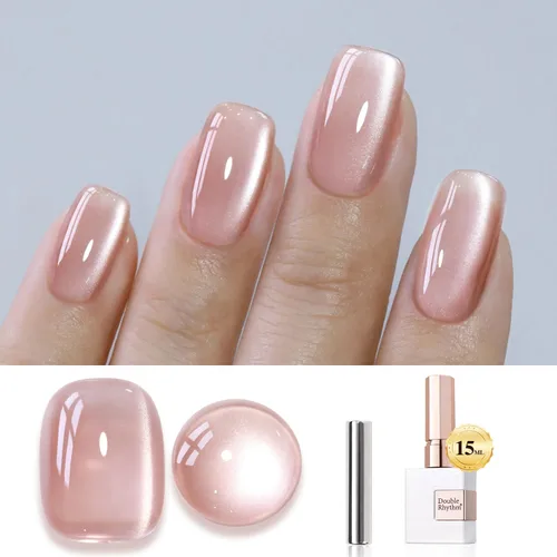 Miniatura 68 de Double Rhythm Esmalte de gel Jelly Glass de ojo de gato con imán, 0.5 onzas líquidas, brillo holográfico, brillante, translúcido