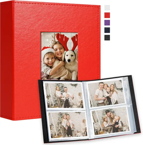 Miniatura 13 de Vienrose Álbum de fotos pequeño de 4 x 6 pulgadas, paquete de 2 mini libros de fotos con cubierta de cuero, 26 páginas con capacidad para 52