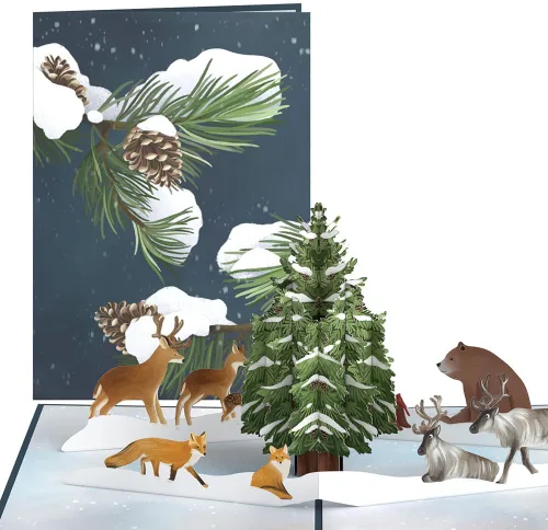 Miniatura 8 de Lovepop Tarjeta desplegable de Navidad para ella y él, tarjetas de felicitación 3D para hombres, mujeres, reunión de bosques, tarjeta de 5 x 7