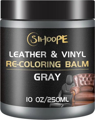 Bálsamo recolorante de cuero gris, kit de reparación de cuero para muebles, pintura y reparación de sofás con tinte de cuero, removedor de arañazos