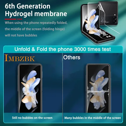 Miniatura 2 de IMBZBK Protector de pantalla 9 en 1 para Samsung Galaxy Z Flip 4 5G, película flexible de pantalla interior + protector de pantalla trasera