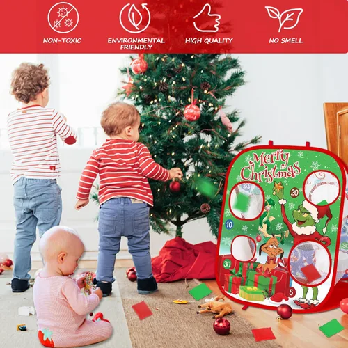 Miniatura 2 de Juegos de lanzamiento de bolsas de frijoles de Navidad para niños, juegos de fiesta de Navidad, tablero de Cornhole plegable de doble cara, juguetes