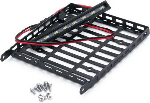 Miniatura 8 de MOHERO RC 1/24 Metal Roof Rack Equipaje con Faro para 1/24 RC Crawler Car Axial SCX24 AXI00005 Gladiador Actualización Piezas