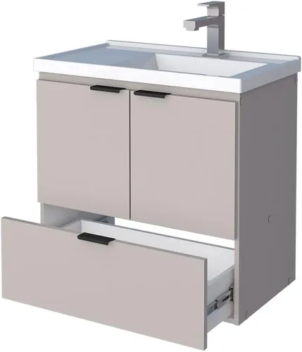 Miniatura 6 de COZIMAX Vanity Soul - Lavabo de baño flotante de 24 pulgadas y lavabo de mármol cultivado con puerta de cierre suave (negro)