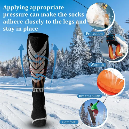 Miniatura 6 de wanchel Merino Wool Ski Socks - 2 Pairs Knee High Skiing Socks, Winter Warm Snowboard Thermal Socks