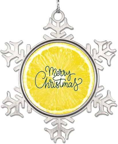 Miniatura 12 de Adorno de copo de nieve verde para árboles de Navidad, frutas, comida realista, adornos de Navidad personalizados 2022, divertido recuerdo de metal