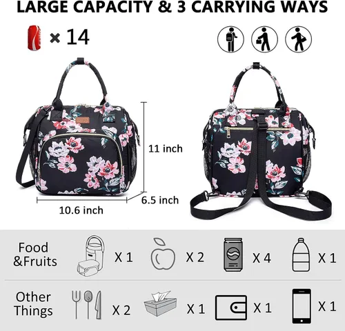 Miniatura 2 de MCBD Lonchera térmica para mujer, bolsa grande de 3 vías de transporte, mochila enfriadora reutilizable a prueba de fugas con correa ajustable
