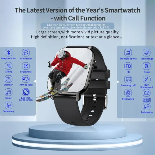 Miniatura 2 de Reloj inteligente de 1.85 pulgadas con pantalla grande para hombres y mujeres, Bluetooth 5.4 con función de llamada, podómetro, reloj deportivo