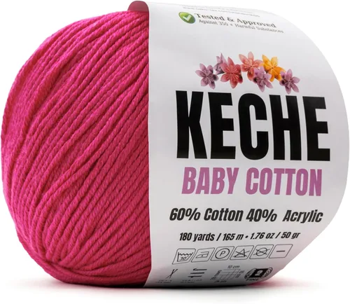 Miniatura 83 de Keche Hilo de algodón, 60% algodón, 40% hilo acrílico, hilo de algodón suave para crochet y tejer, hilo amigurumi, 1 madeja/bola, 1.76 onzas (50g)