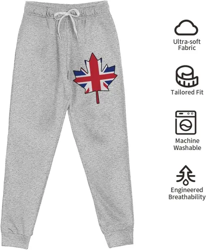 Miniatura 7 de British Flag Canada Maple Leaf Men's Casual Yoga Sweatpants Workout Athletic Elastic Waist Pants Outdoor Jogger Pants Black