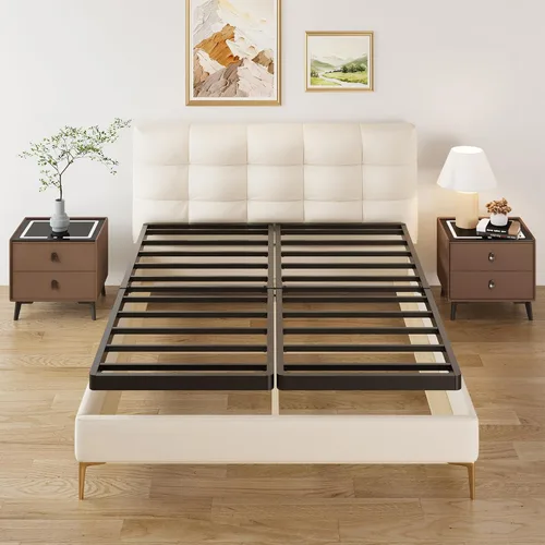 Miniatura 15 de Lutown-Teen Somier de 3 pulgadas de perfil bajo para cama Queen, somier metálico resistente para base de cama Queen con cubierta de tela, base de 3