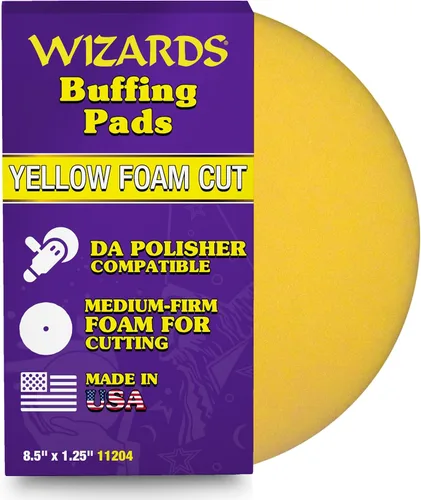 Wizards 11204 Almohadilla de pulido de espuma amarilla – Almohadilla de pulido para búfer orbital – Corrección de pintura automática – Accesorio DA