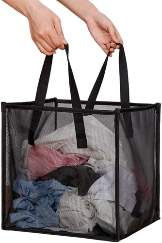 HONOMA - Bolsas de lavandería con asas, cesta de ropa sucia de malla plegable y portátil, plegable para guardar la ropa, para habitación de niños,