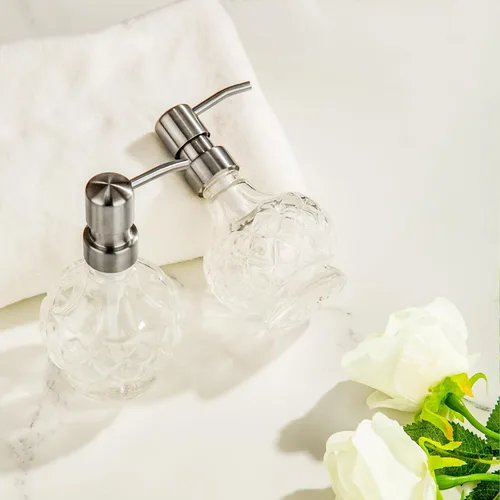 Miniatura 2 de Dispensador de jabón de vidrio para baño, dispensador de jabón de manos con bomba de acero inoxidable, dispensador de jabón líquido y loción